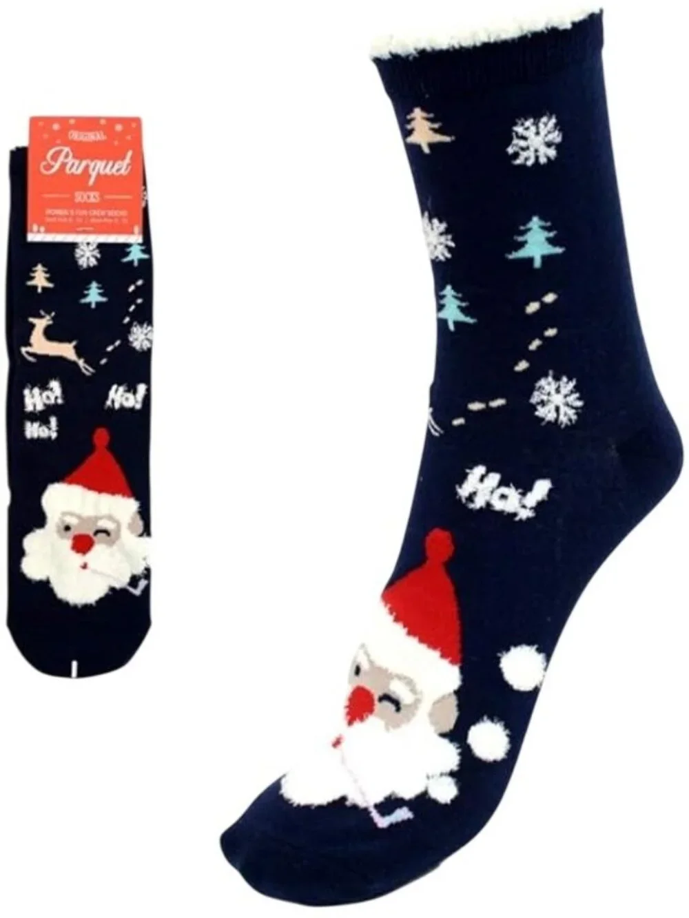 Santa & Snowflake Womens Crew Socks  Festive Christmas Design Cozy & Warm Parque